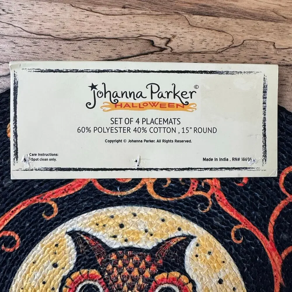 Johanna Parker Halloween Placemats Set of 4 Round 15